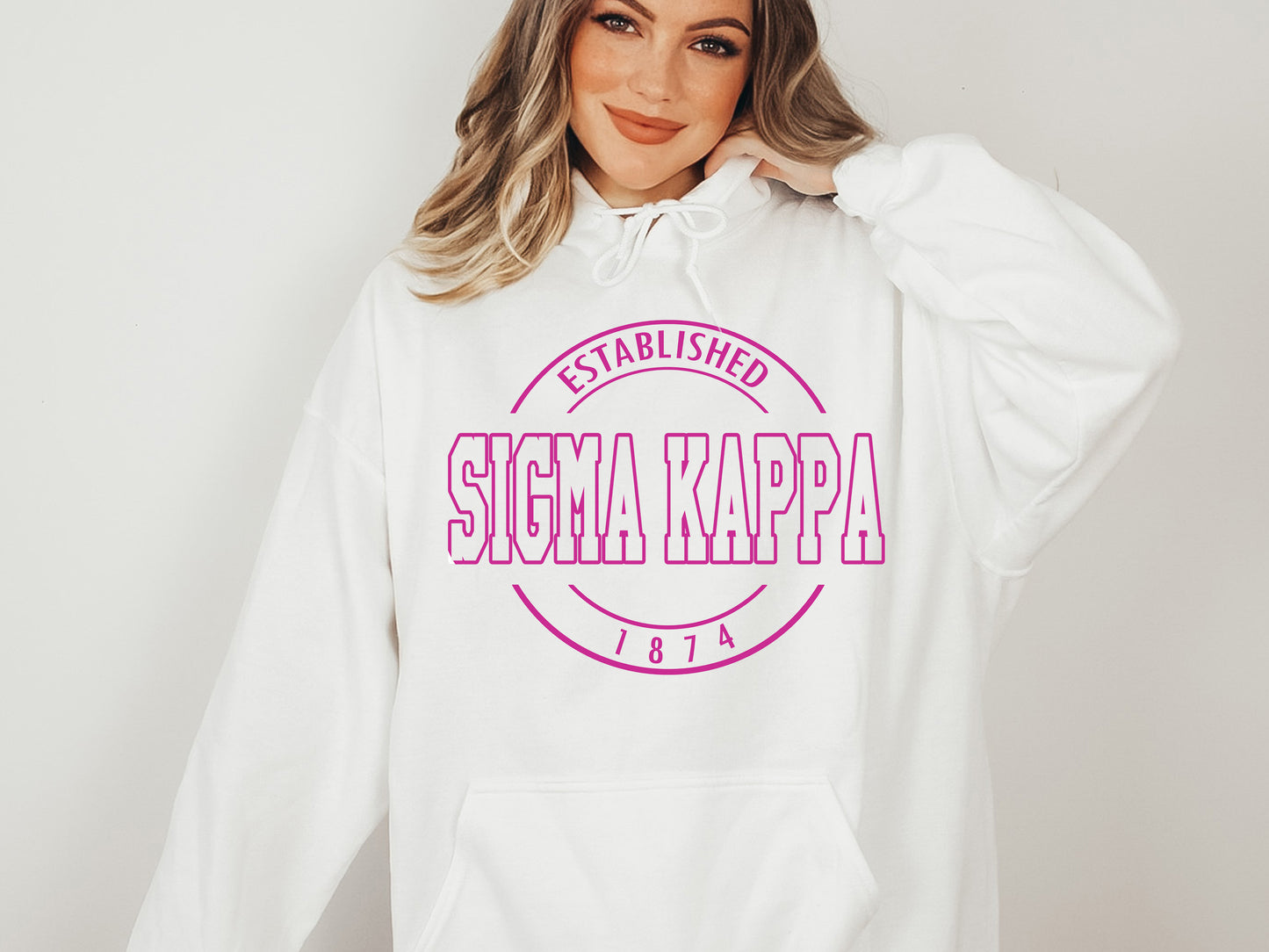 Sigma Kappa Pink Stamp Sorority Hoodie _ 73g