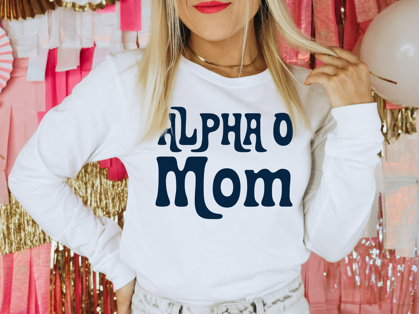 Alpha Omicron Pi Got it from my Mom Sorority Long Sleeve T-shirt _ 3075g
