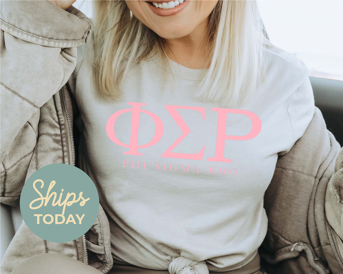 Phi Sigma Rho Pink Letter Sorority T-shirt _ 3490g