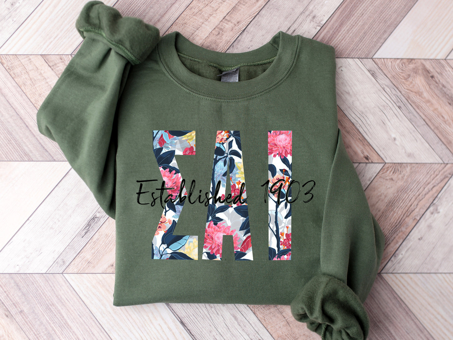 Sigma Alpha Iota Floral Block Sorority Sweatshirt _ 3520g