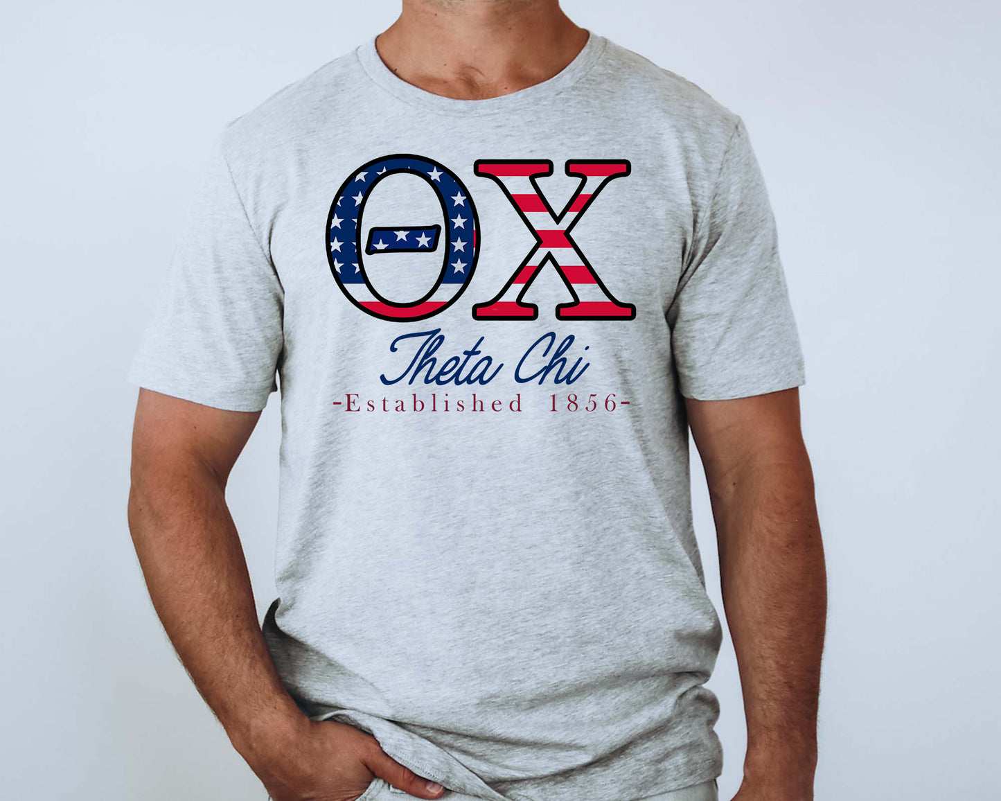 Theta Chi American Flag Letters Fraternity T-shirt _ 1181g