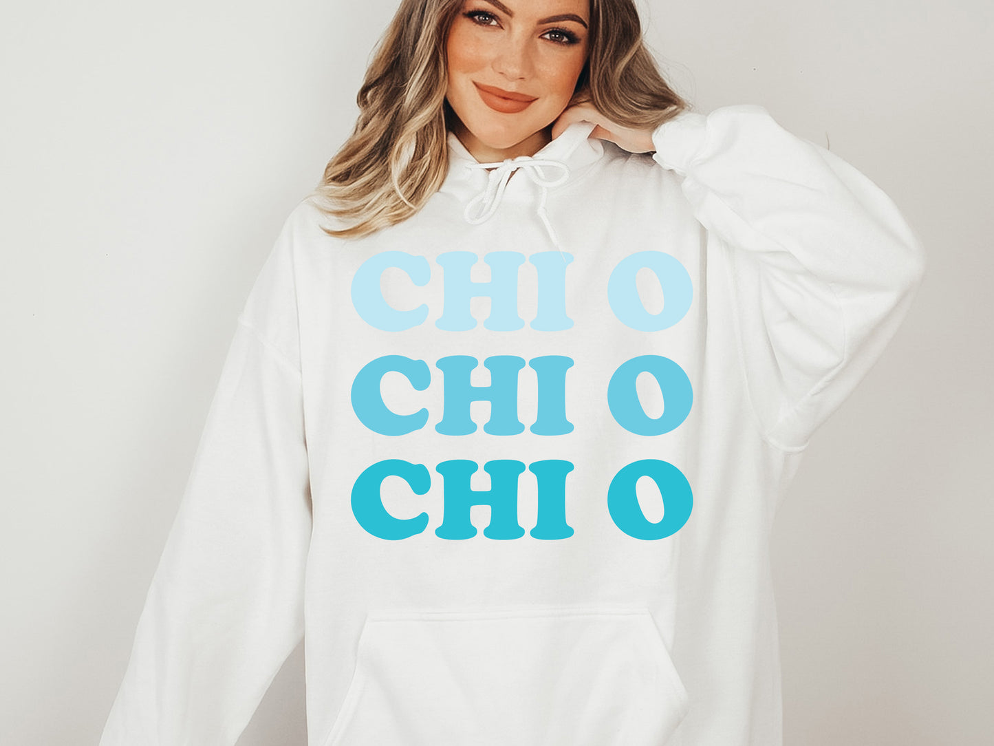 Chi Omega Touch of Blue Sorority Hoodie _ 2586g