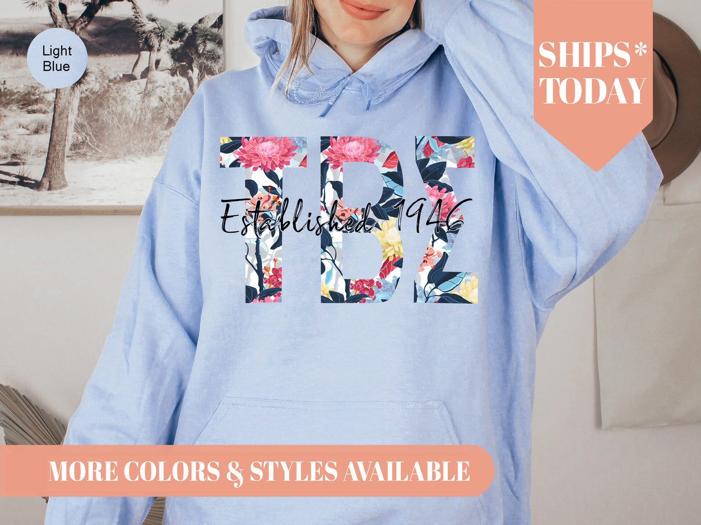 Tau Beta Sigma Floral Block Sorority Hoodie _ 3522g