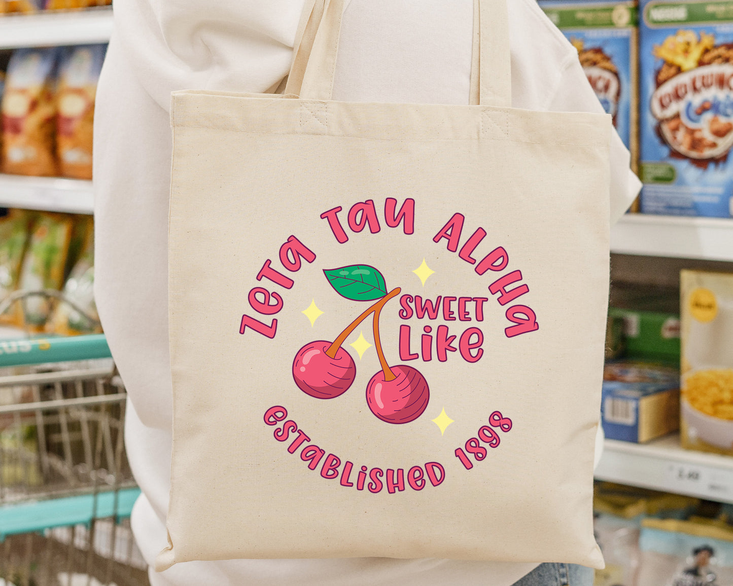 Zeta Tau Alpha Sweet Like Cherry Sorority Tote Bag _ 34333g
