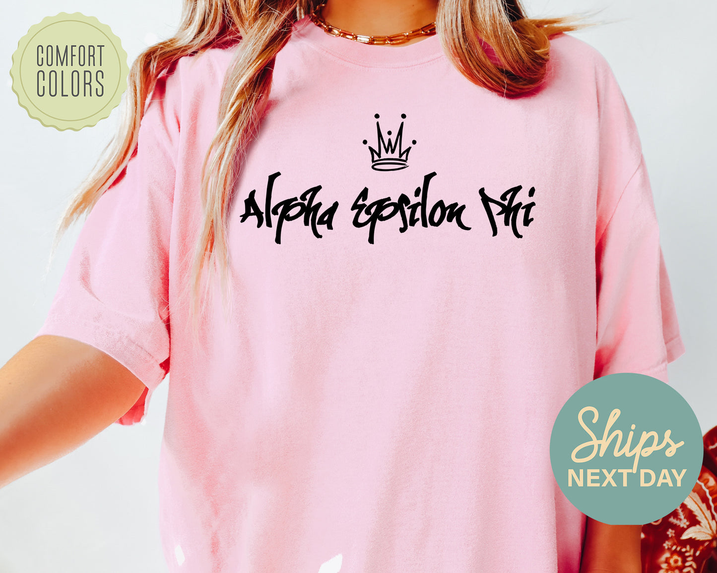 Alpha Epsilon Phi Queen Comfort Colors Sorority T-shirt _ 2450g