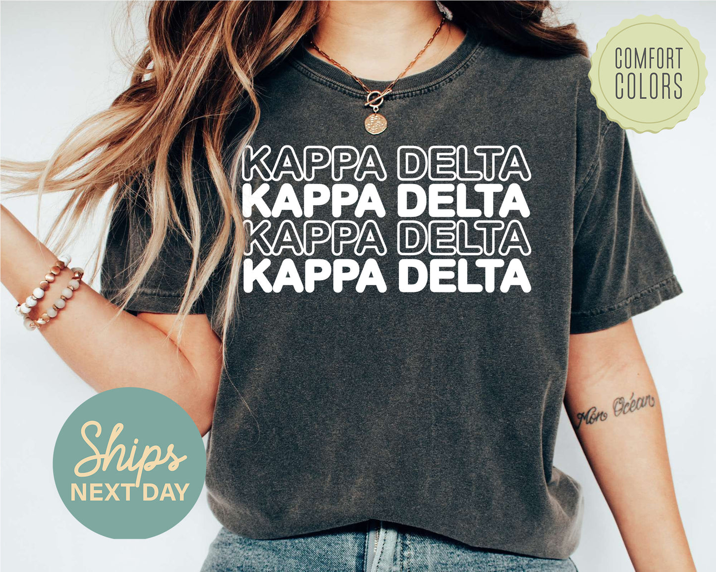 Kappa Delta Bold Bubble Letter Comfort Colors Sorority T-shirt _ 2228g