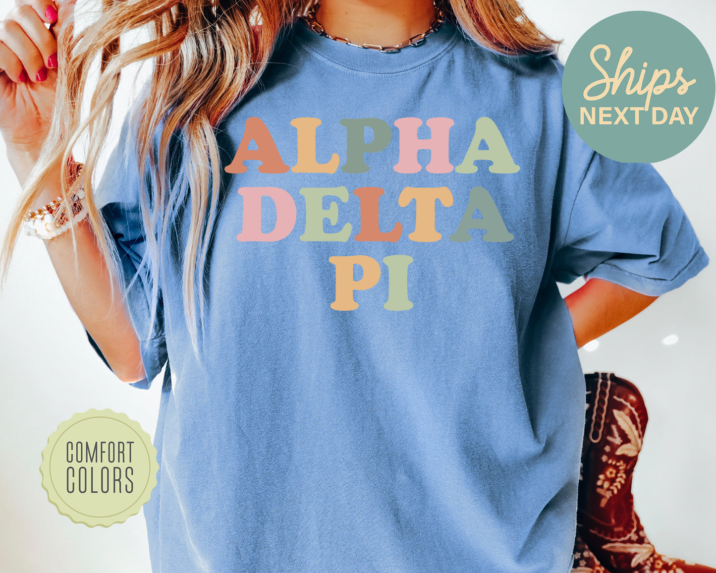 Alpha Chi Omega Bright and Proud Comfort Colors Sorority T-shirt _ 414g