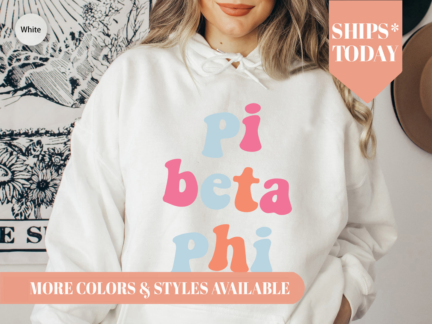 Pi Beta Phi Vividly Vibrant Sorority Hoodie _ 3169g