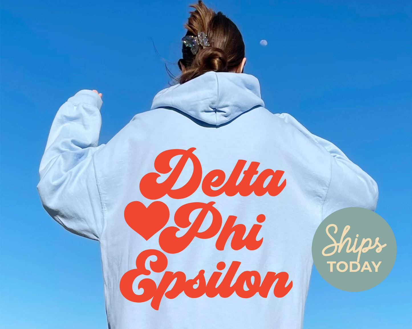 Delta Phi Epsilon Red Heart Sorority Hoodie _ 33358g
