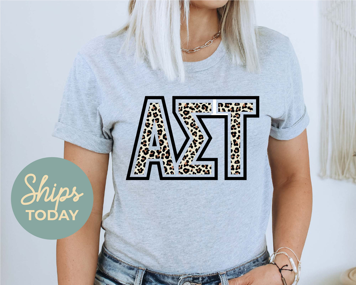 Alpha Sigma Tau Safari Style Letters Sorority T-shirt _ 30442g