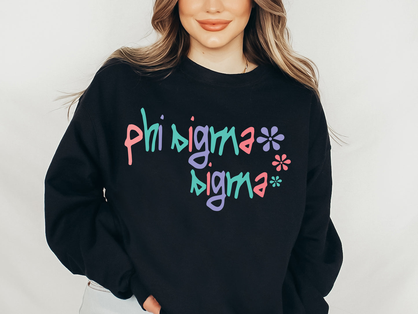 Phi Sigma Sigma Colorful Floral Sorority Sweatshirt _ 2622g