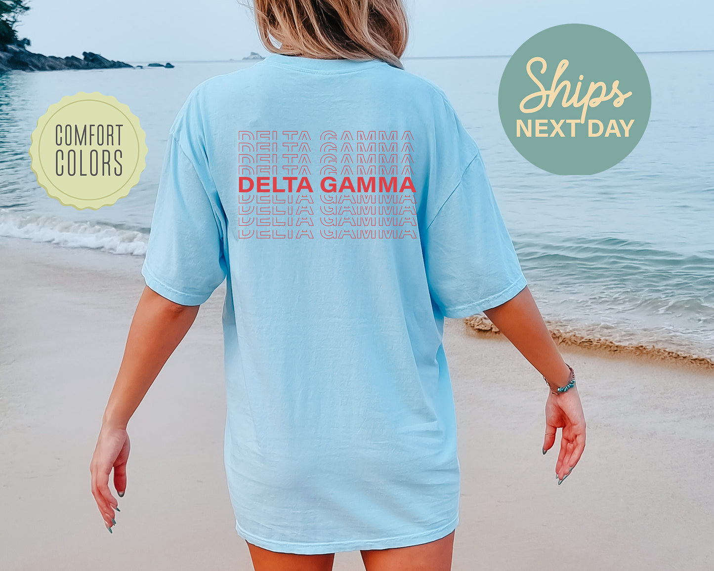 Delta Gamma Repeating Name Comfort Colors Sorority T-shirt _ 33009g
