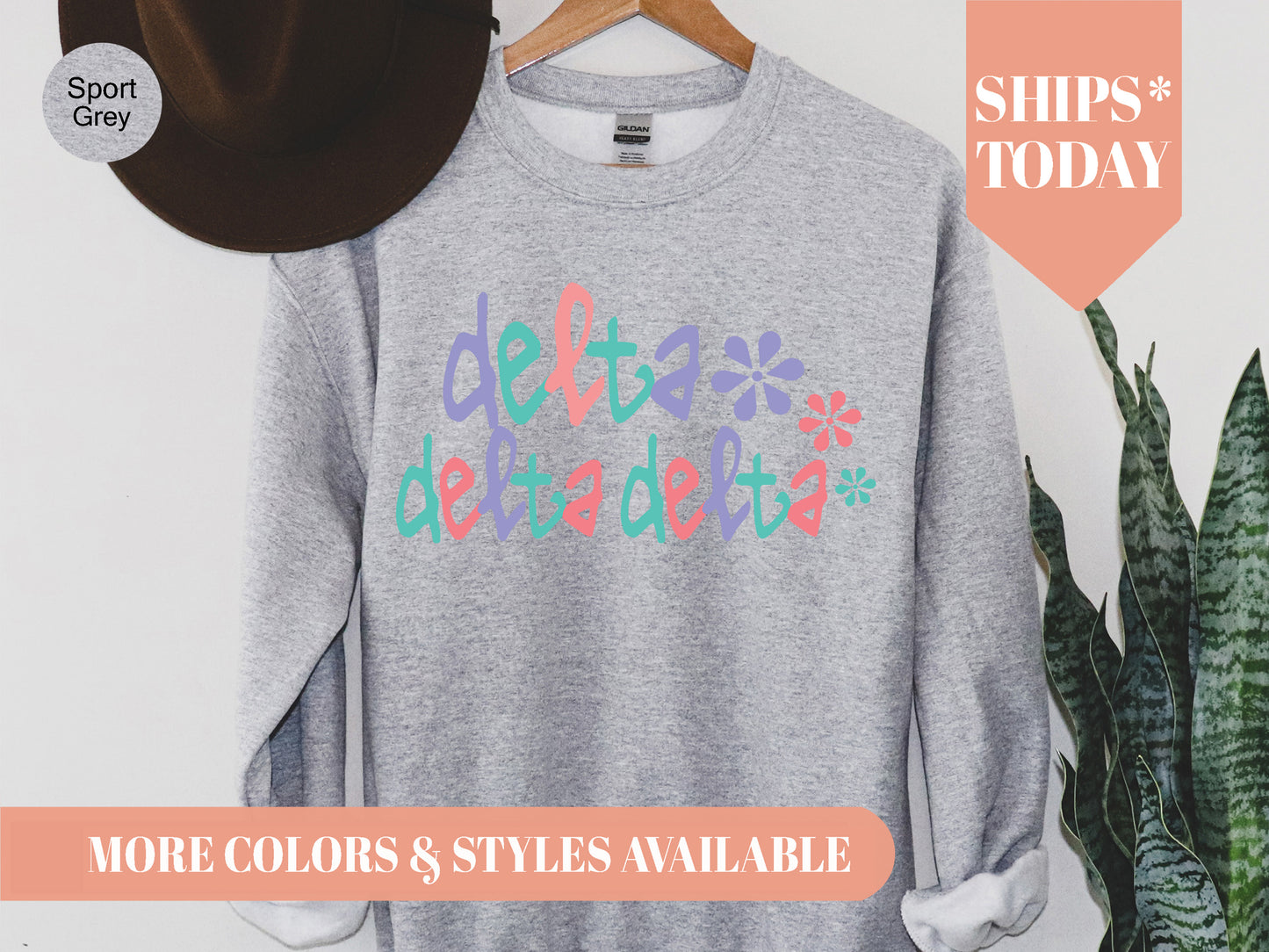Delta Delta Delta Colorful Floral Sorority Sweatshirt _ 2613g