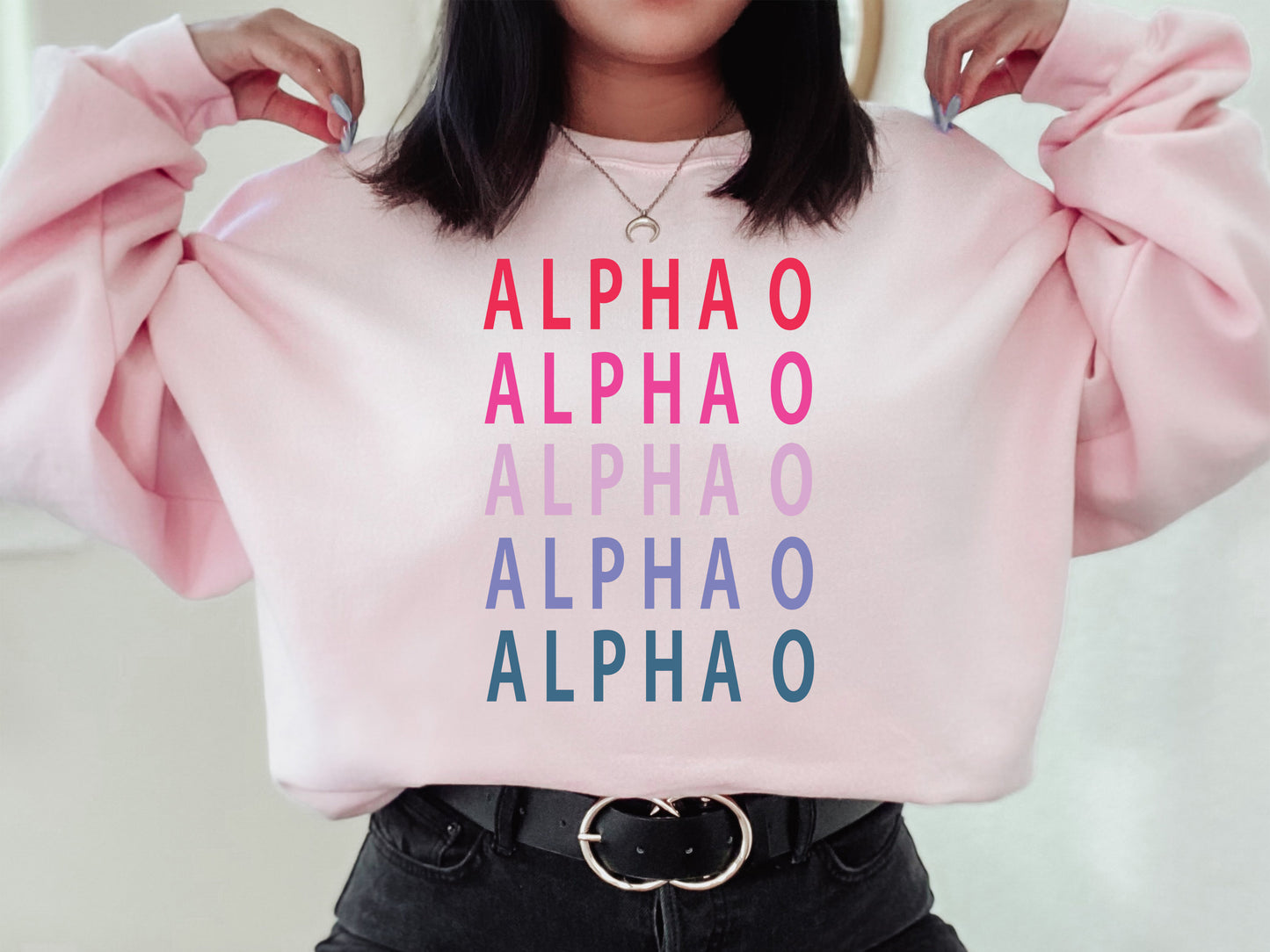 Alpha Omicron Pi Bright and Stacked Sorority Sweatshirt _ 4g