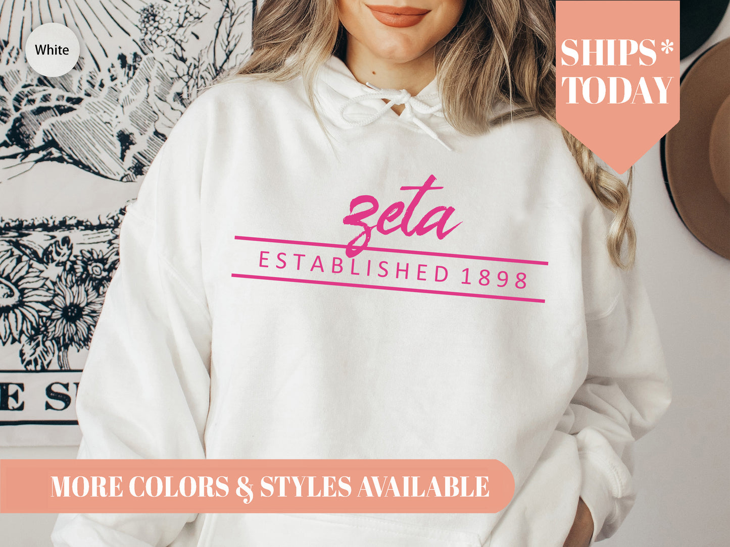 Zeta Tau Alpha All Pink Sorority Hoodie _  777g