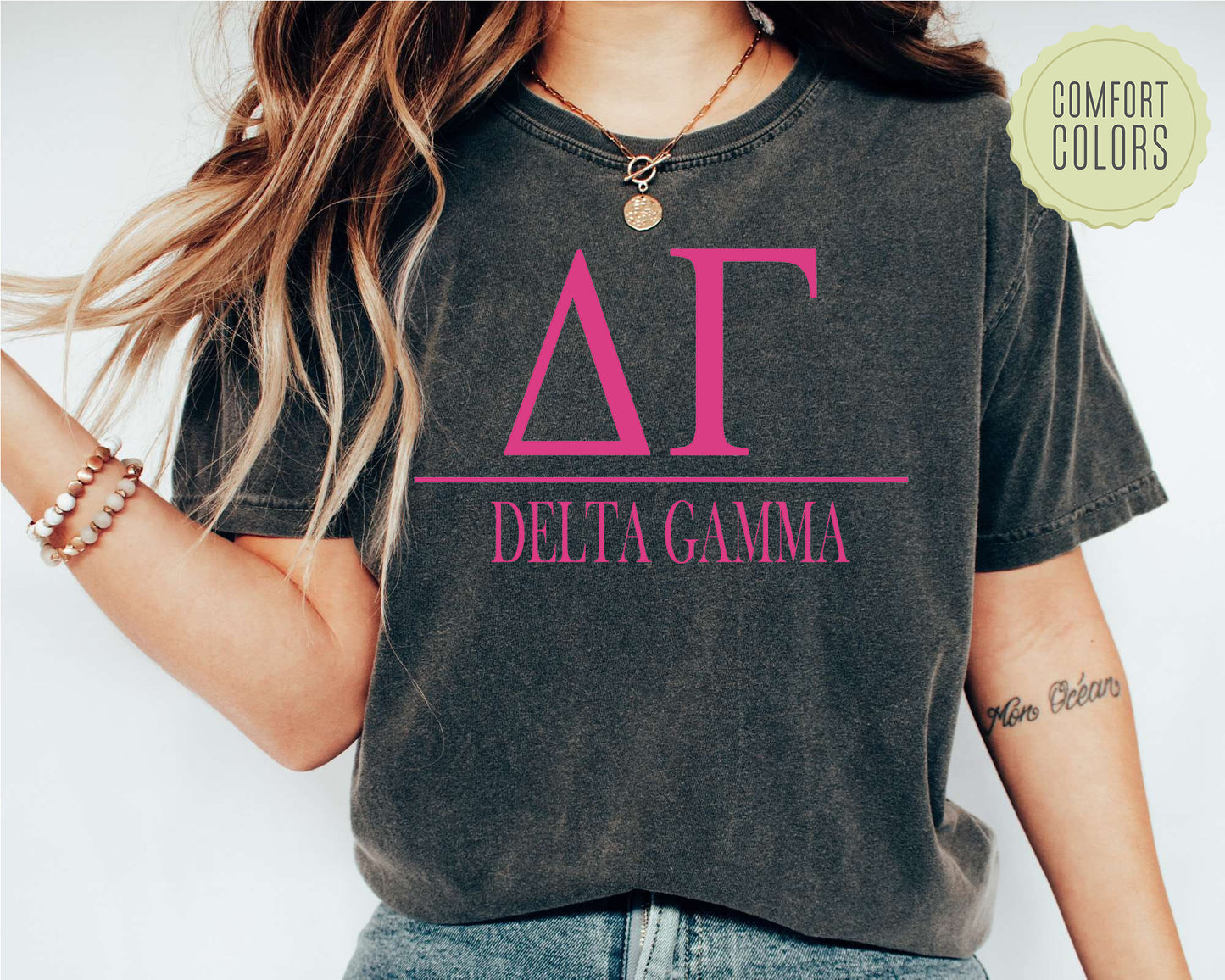 Delta Gamma Loud Letters Comfort Colors Sorority T-shirt _ 477g