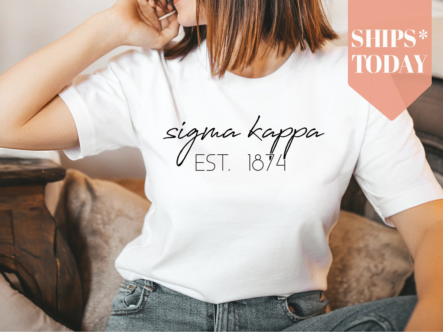 Sigma Kappa Black Calligraphy Sorority T-shirt _ 2339g