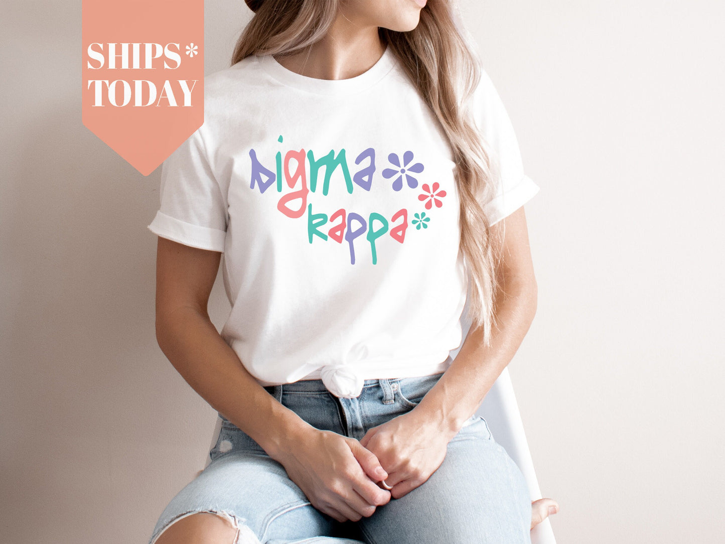 Sigma Kappa Colorful Floral Sorority T-shirt _ 2625g