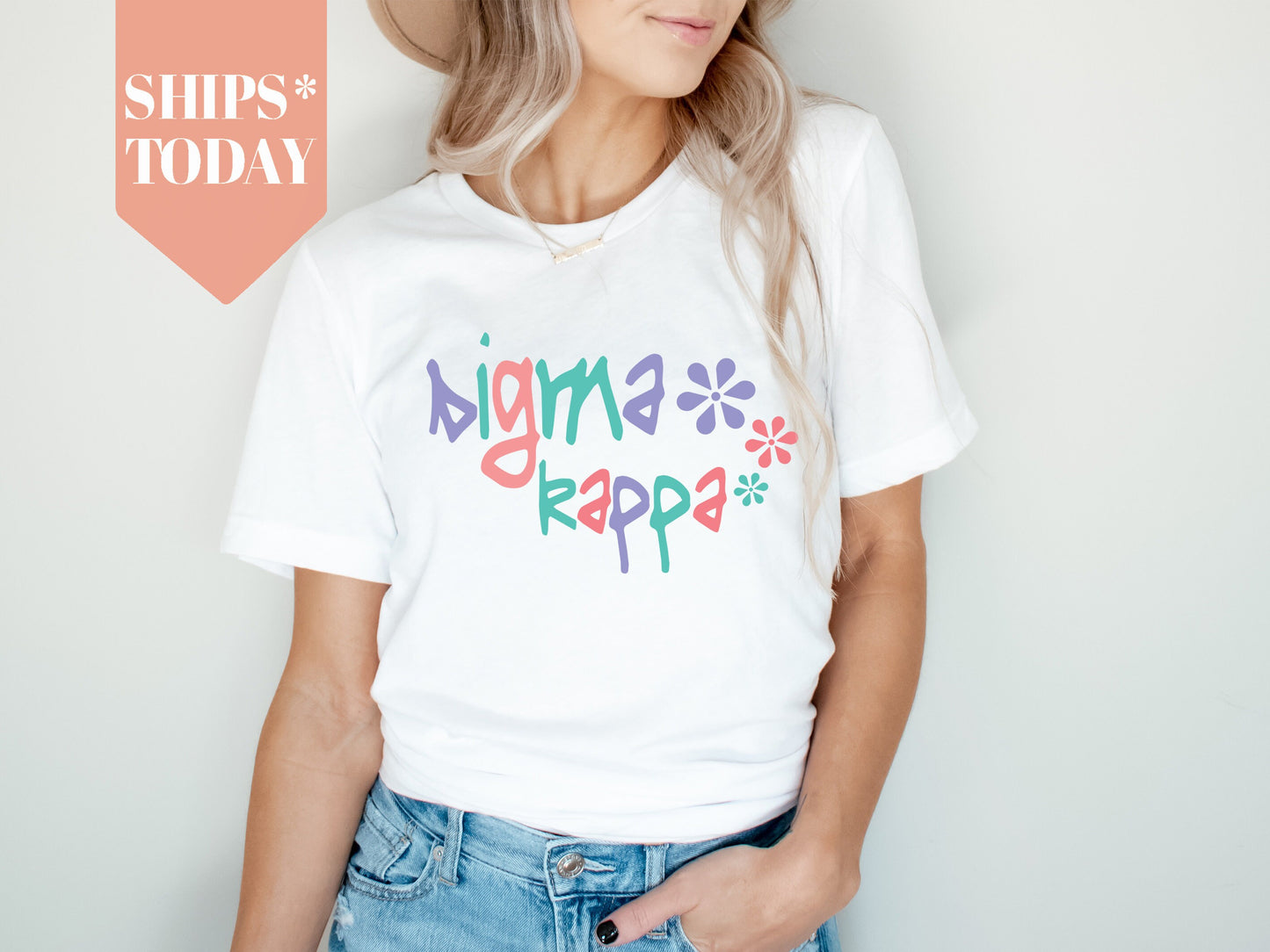 Sigma Sigma Sigma Colorful Floral Sorority T-shirt _ 2626g