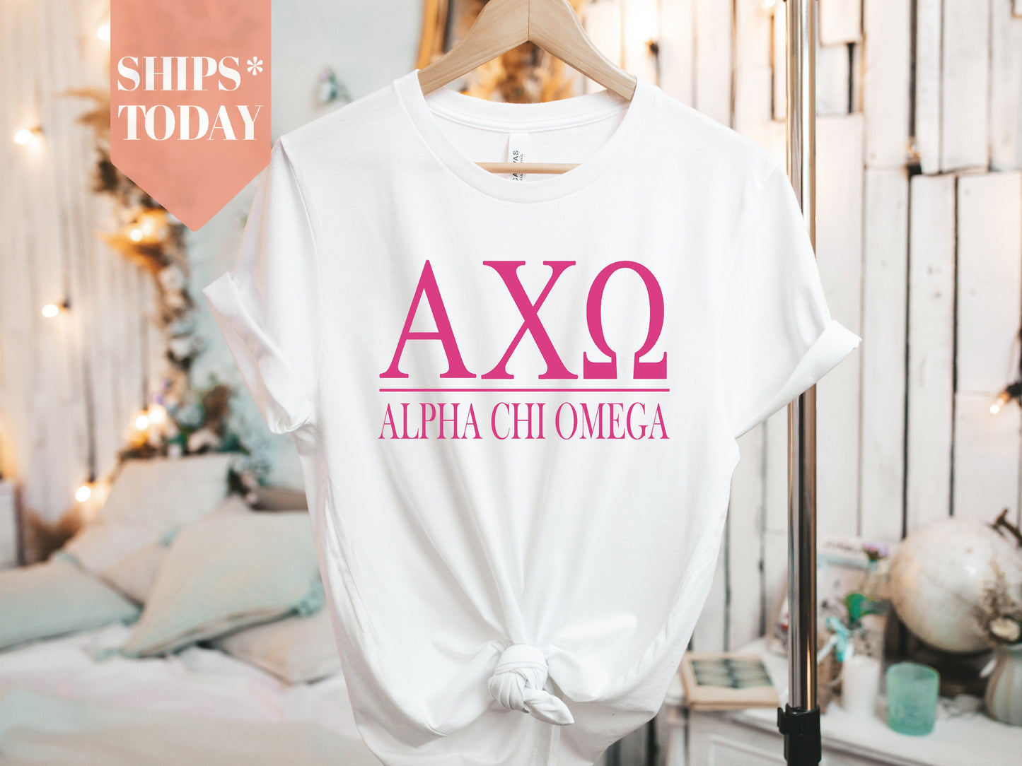 Alpha Chi Omega Loud Letters Sorority T-shirt _ 466g