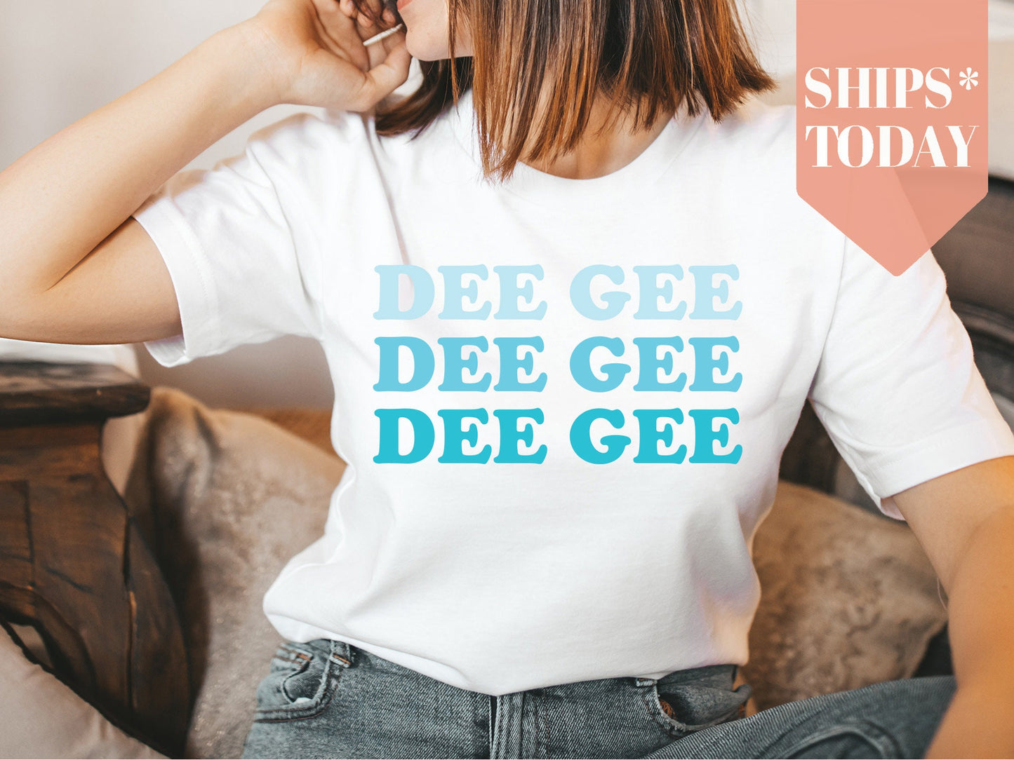 Delta Gamma Touch of Blue Sorority T-shirt _ 2588g