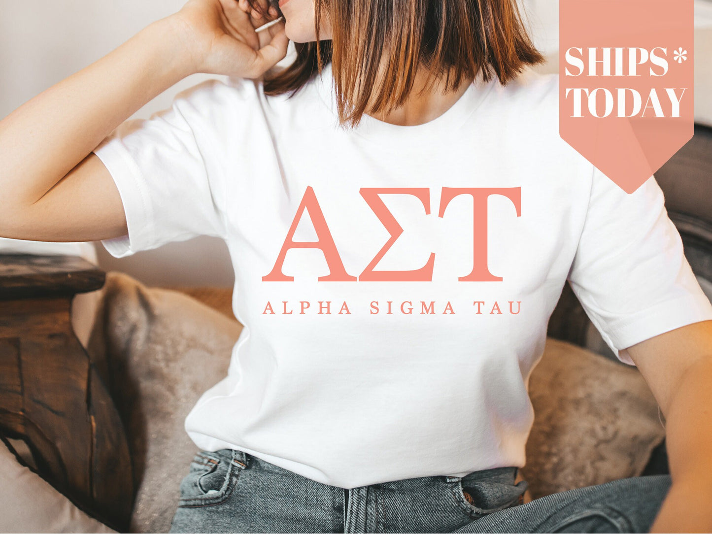 Alpha Sigma Tau Pink Personality Sorority T-shirt _ 655g