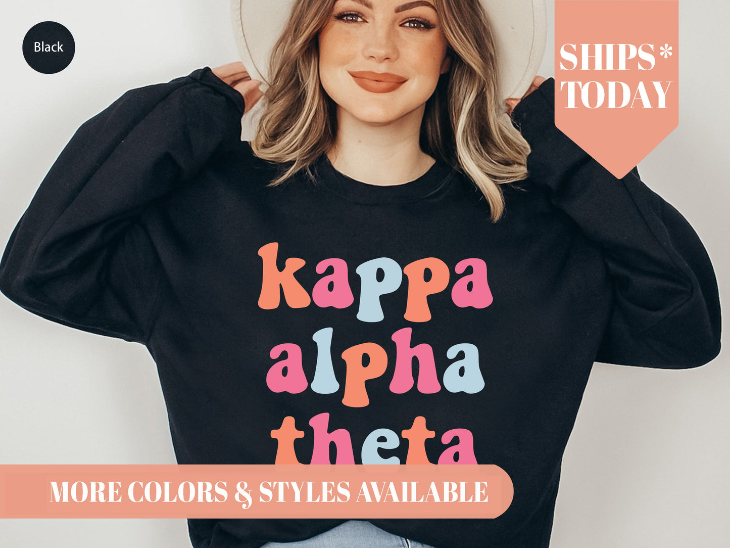Kappa Alpha Theta Vividly Vibrant Sorority Sweatshirt _ 3164g