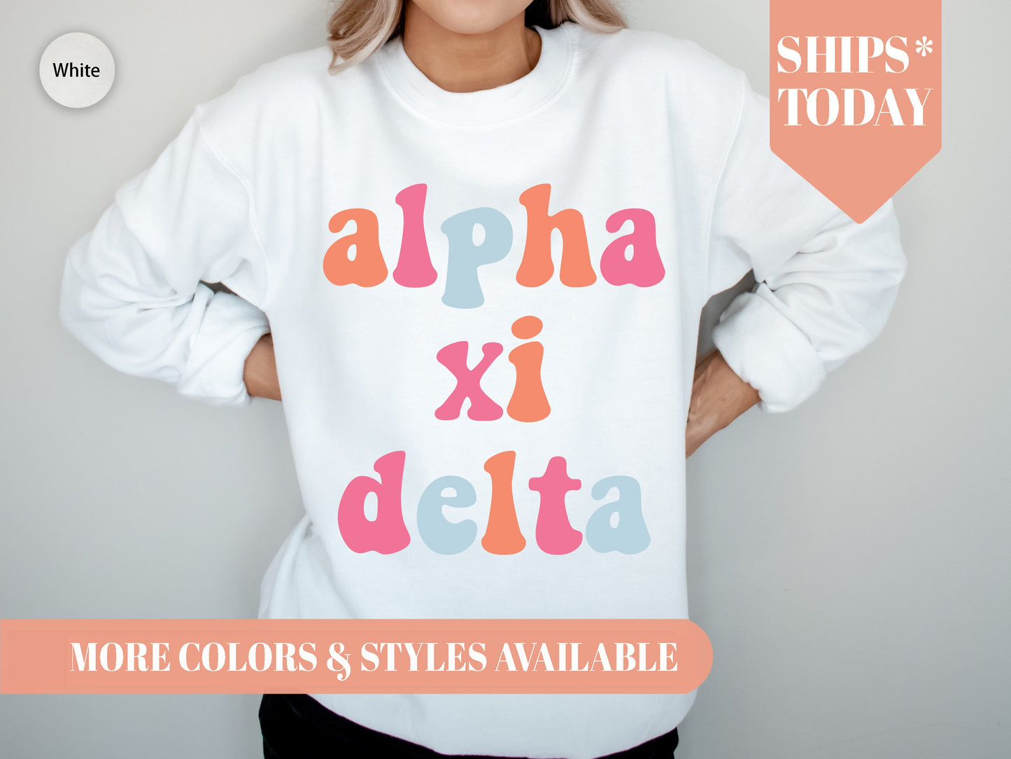 Alpha Xi Delta Vividly Vibrant Sorority Sweatshirt _ 3157g