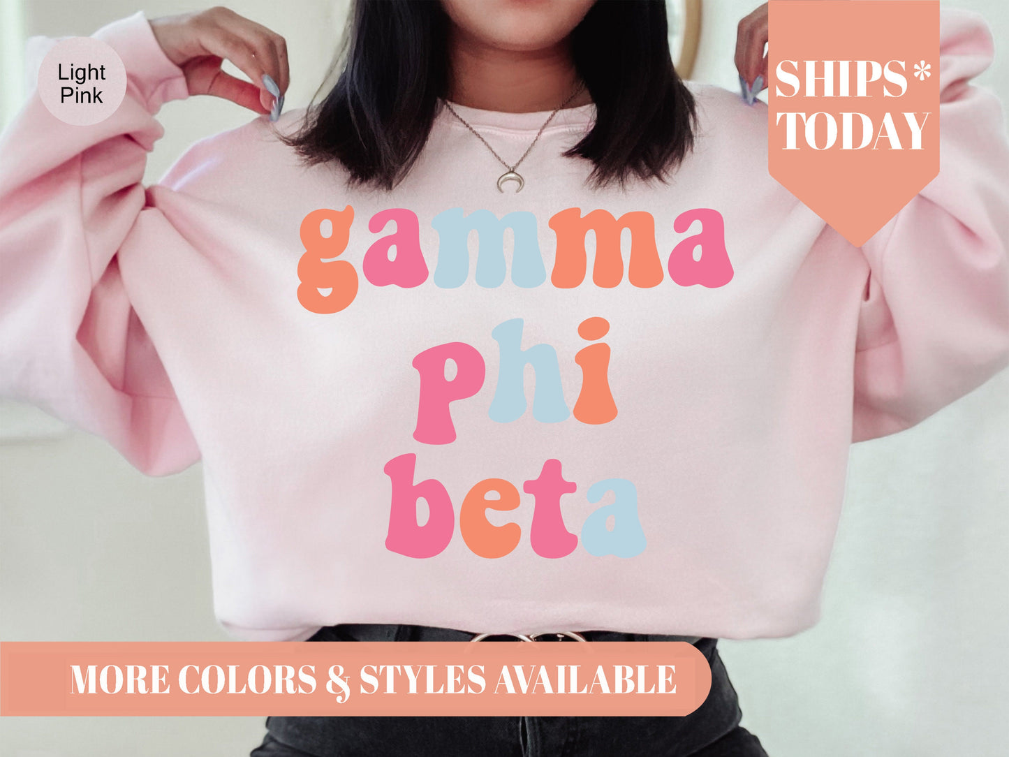 Gamma Phi Beta Vividly Vibrant Sorority Sweatshirt _ 3163g