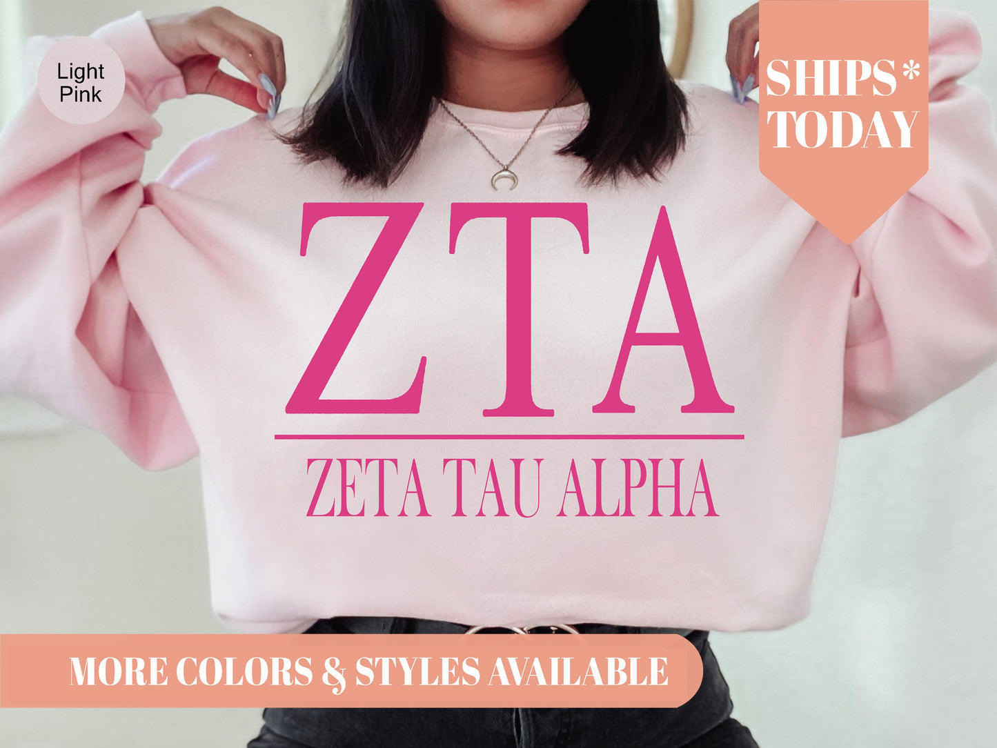 Zeta Tau Alpha Loud Letters Sorority Sweatshirt _ 491g