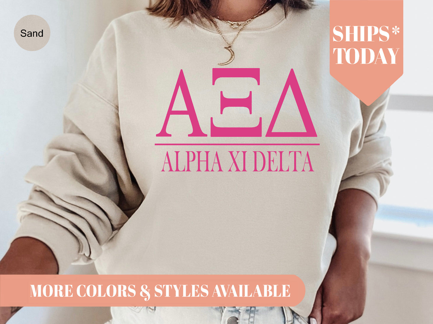 Alpha Xi Delta Loud Letters Sorority Sweatshirt _ 474g