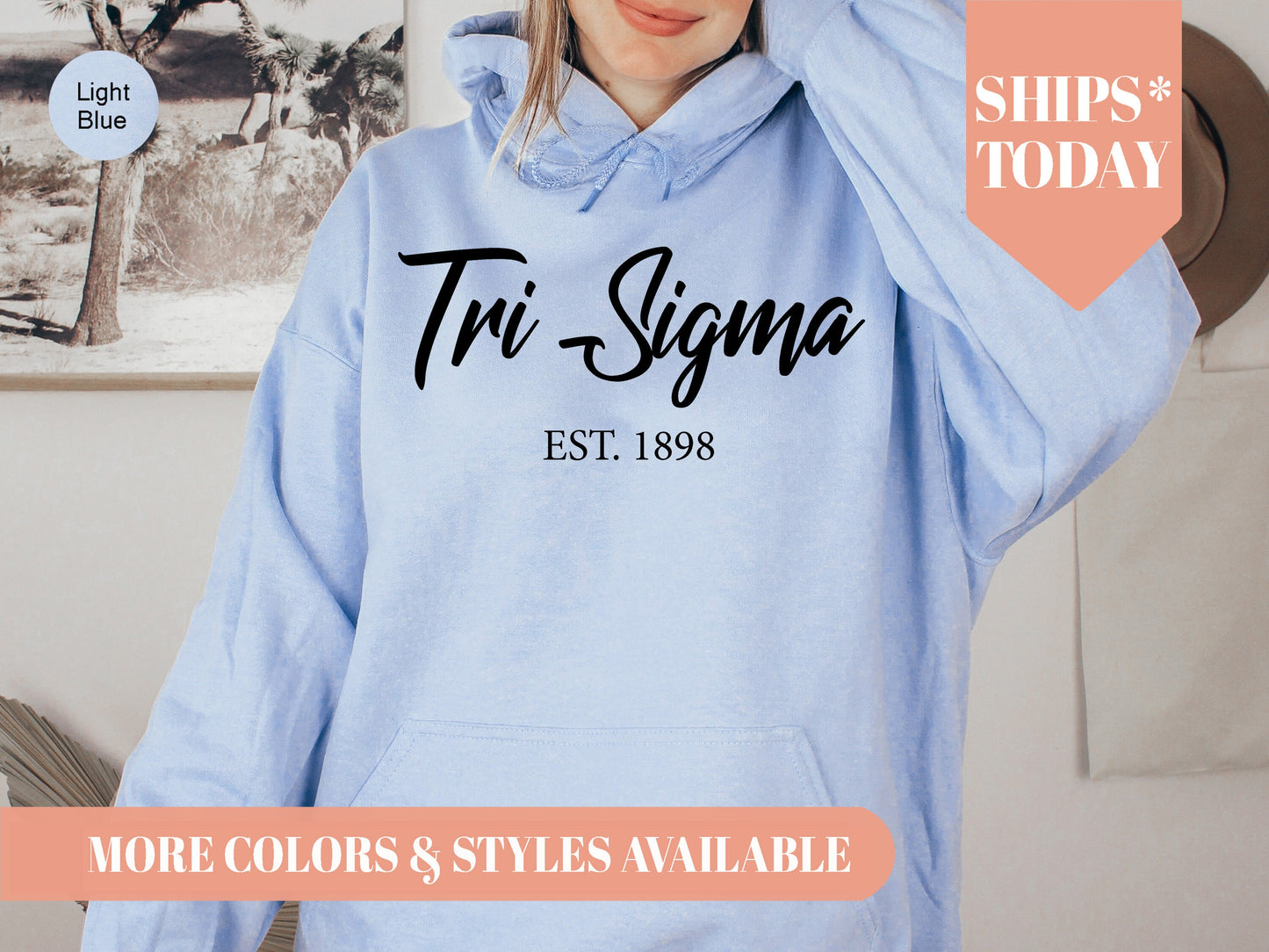 Sigma Sigma Sigma Black Flowy Sorority Hoodie _ 100g