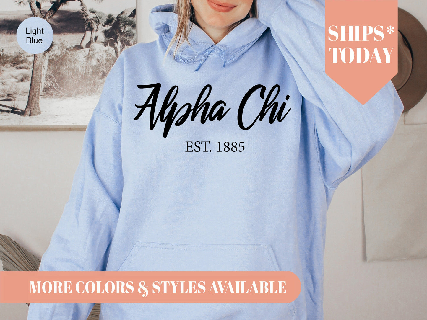 Alpha Chi Omega Black Flowy Sorority Hoodie _ 77g