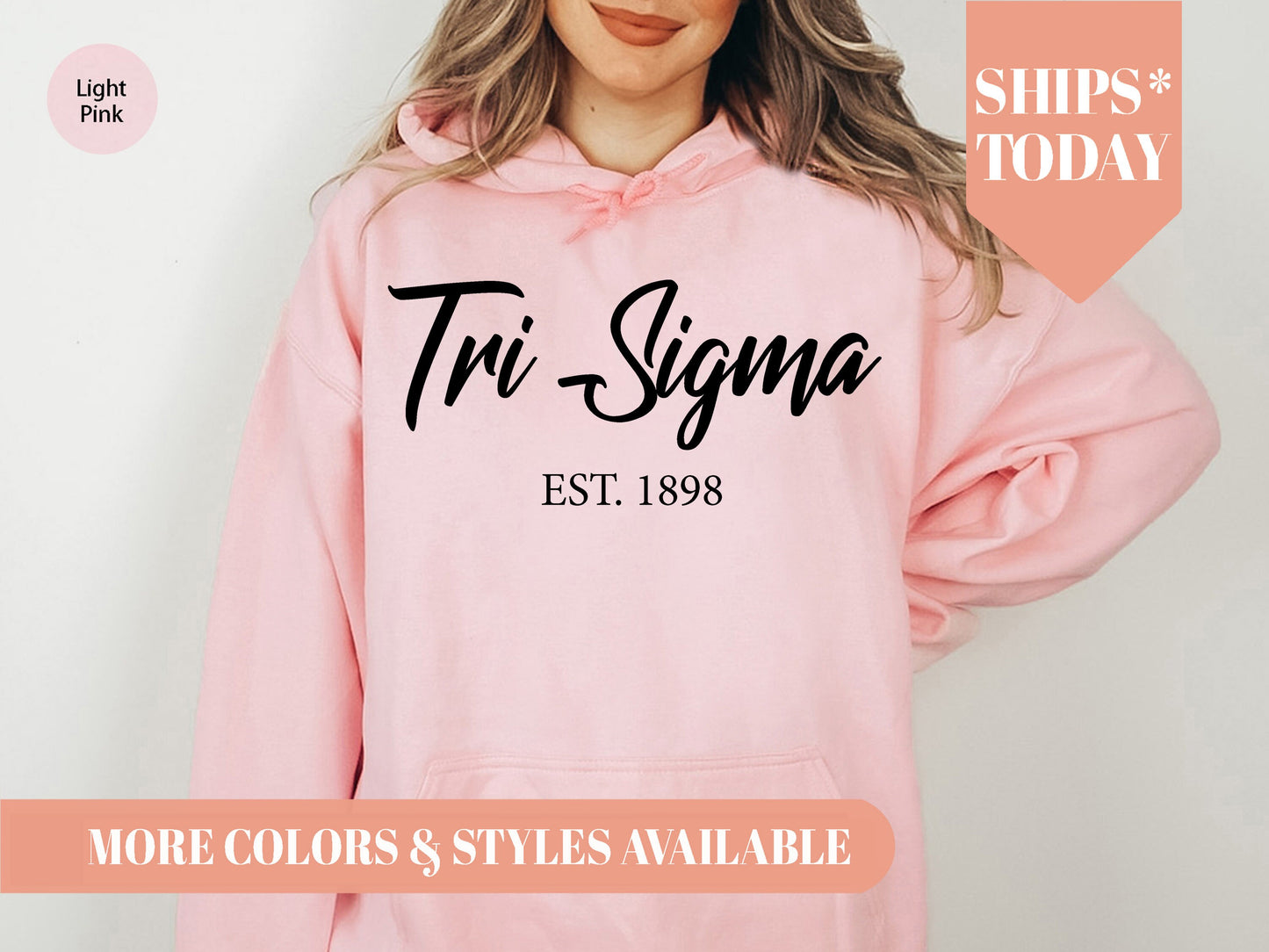 Sigma Sigma Sigma Black Flowy Sorority Hoodie _ 100g