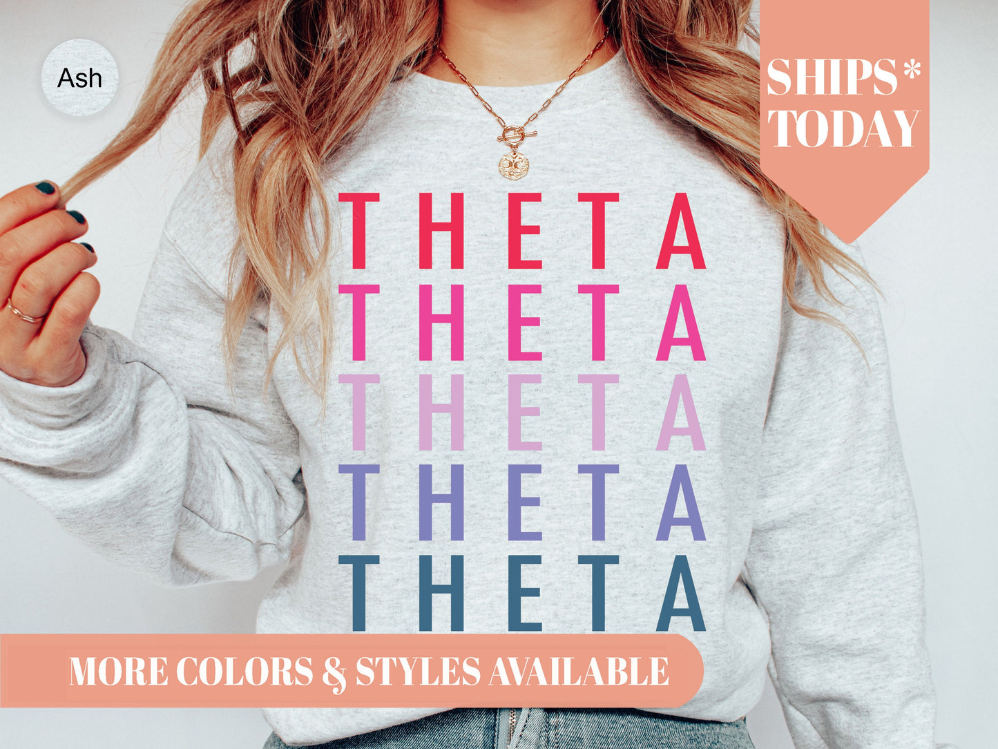 Kappa Alpha Theta Bright and Stacked Sorority Sweatshirt _ 15g