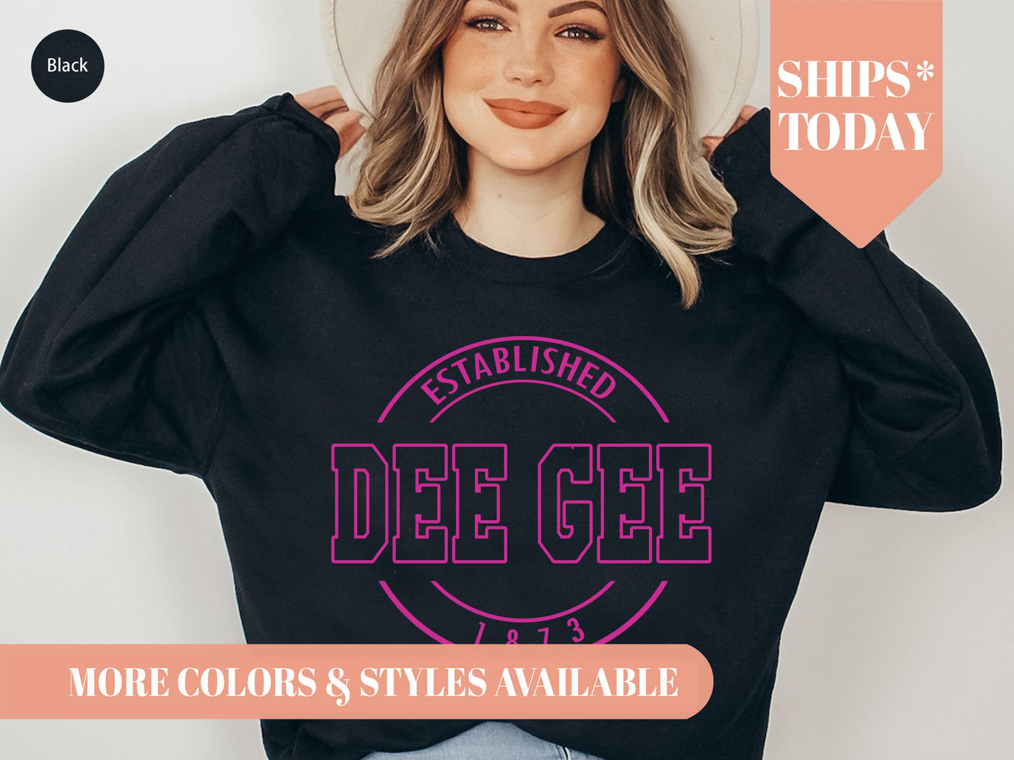 Delta Gamma Pink Stamp Sorority Sweatshirt _ 62g