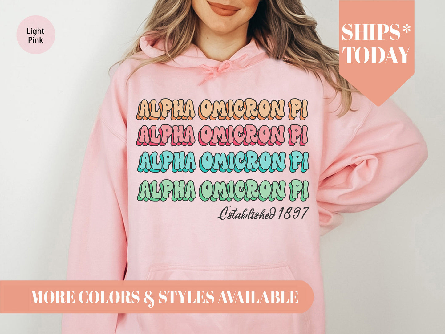Alpha Omicron Pi Lucy Sorority Hoodie _ 262g