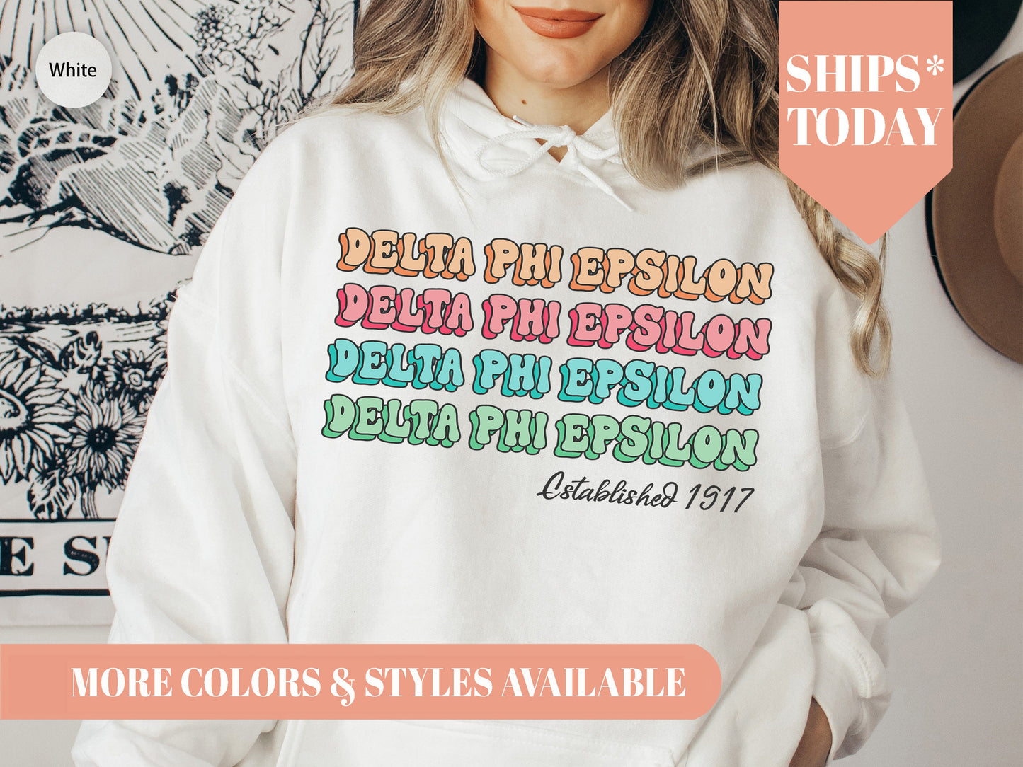 Delta Phi Epsilon Lucy Sorority Hoodie _ 270g
