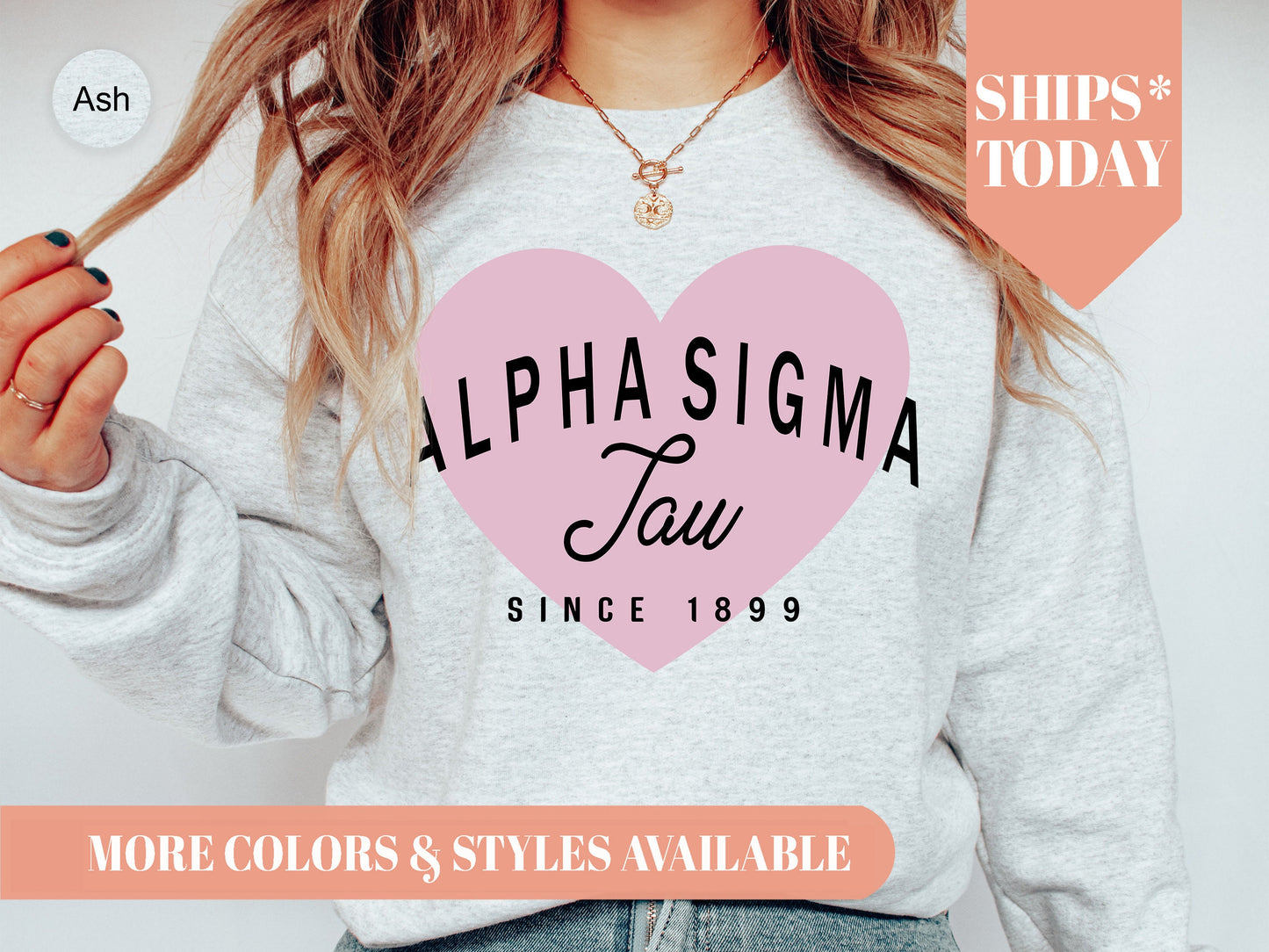 Alpha Sigma Tau Pretty in Pink Sorority Sweatshirt _ 447g