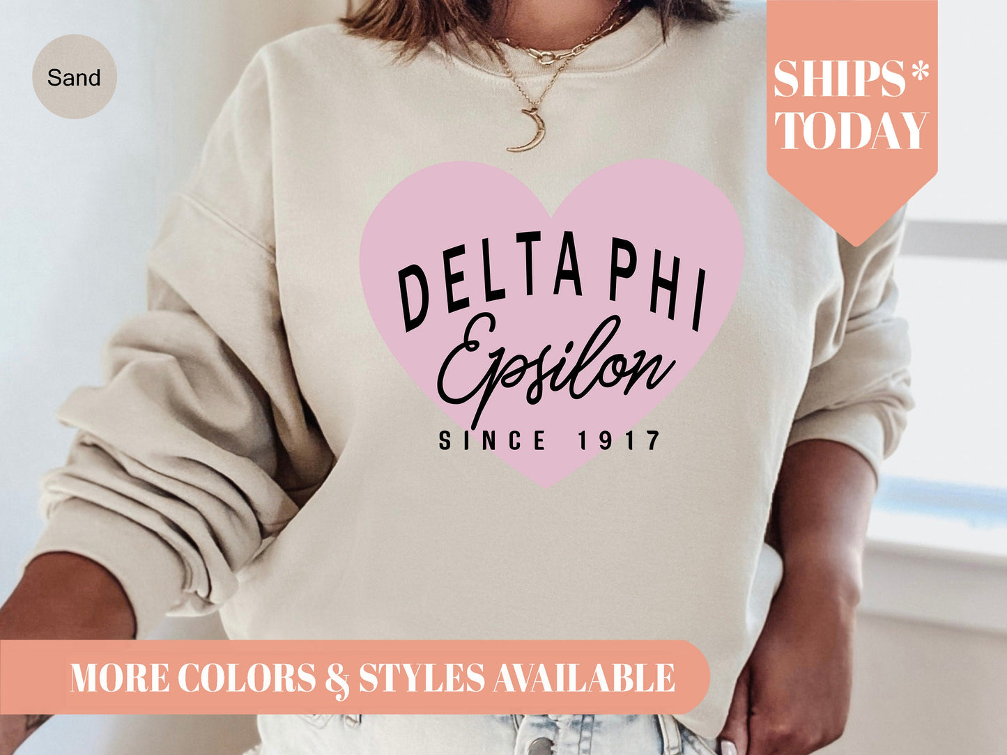 Delta Phi Epsilon Pretty in Pink Sorority Sweatshirt _ 452g
