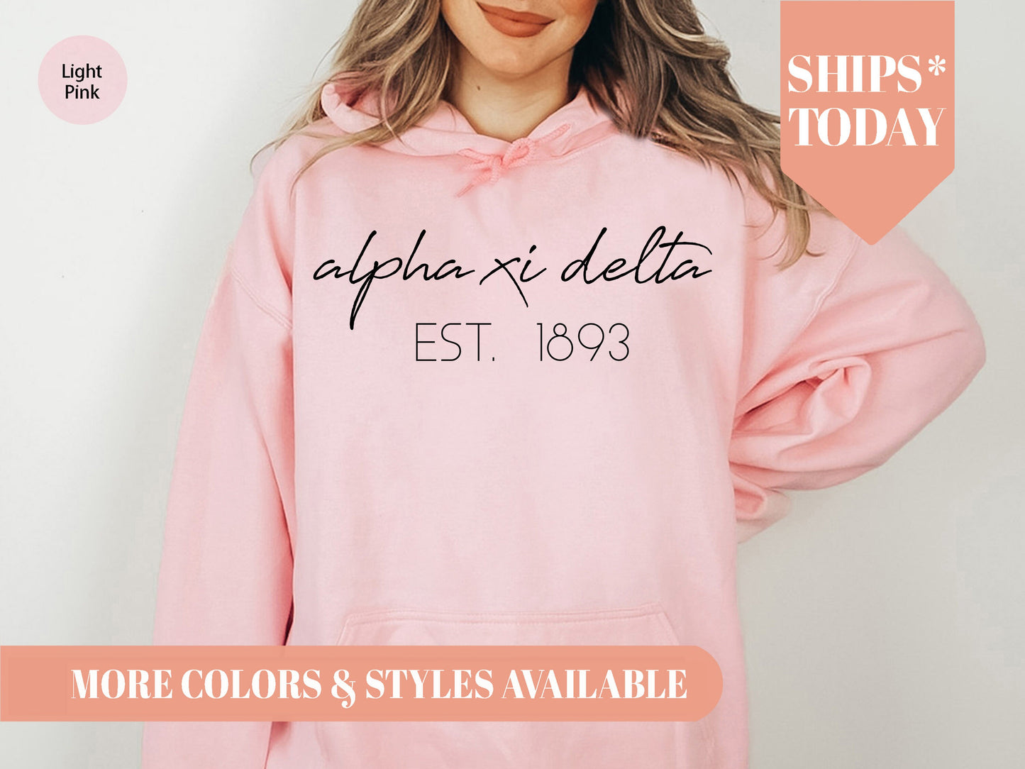 Alpha Xi Delta Black Calligraphy Sorority Hoodie _ 2325g