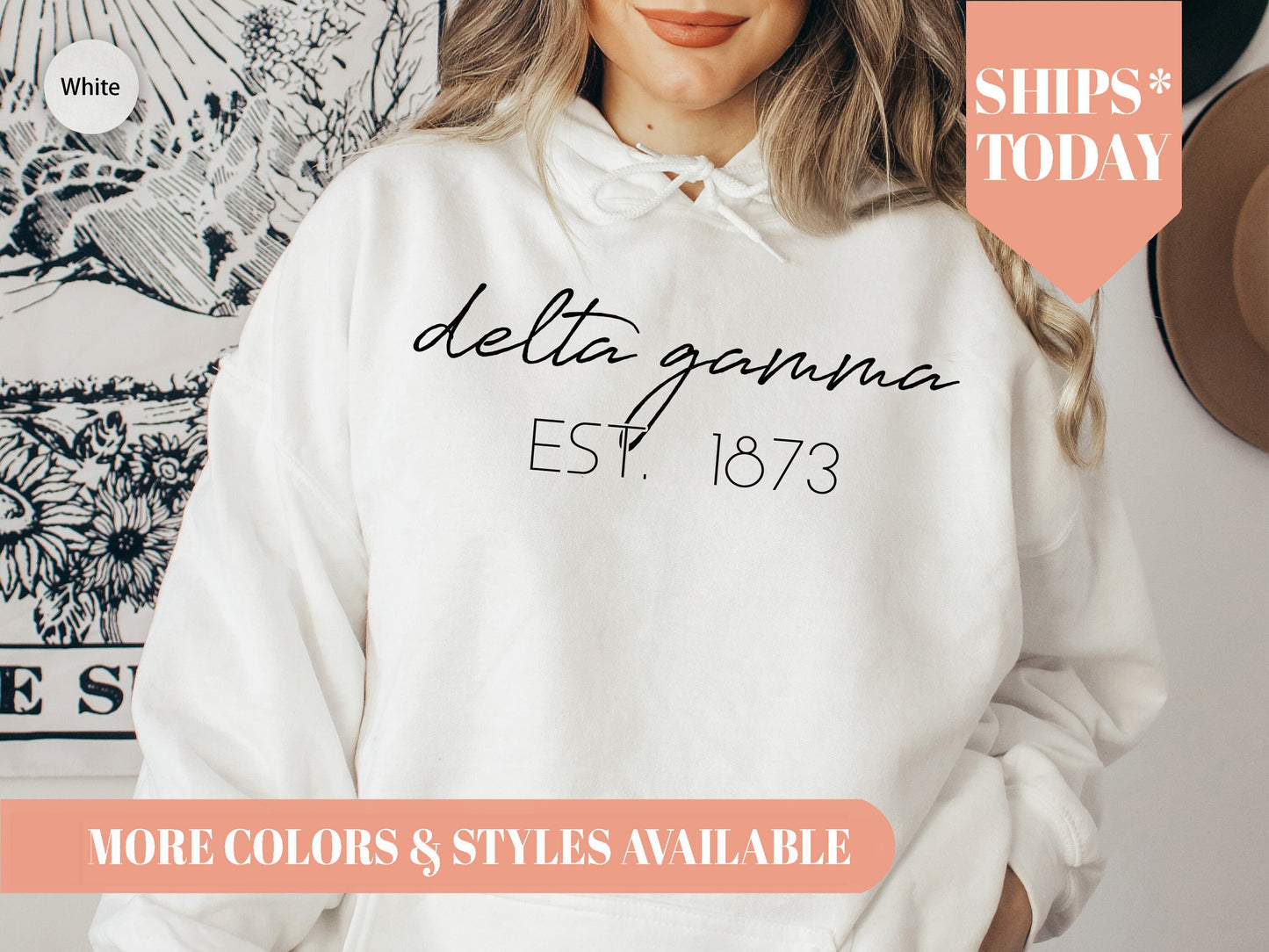 Delta Gamma Black Calligraphy Sorority Hoodie _ 2328g