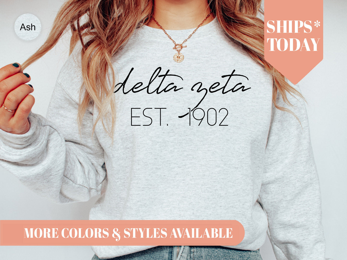 Delta Zeta Black Calligraphy Sorority Sweatshirt _ 2330g