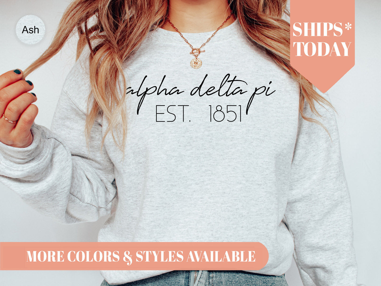 Alpha Delta Pi Black Calligraphy Sorority Sweatshirt _ 2318g