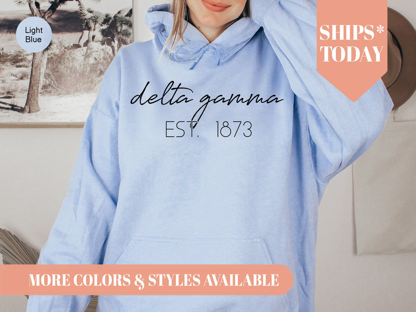 Delta Gamma Black Calligraphy Sorority Hoodie _ 2328g