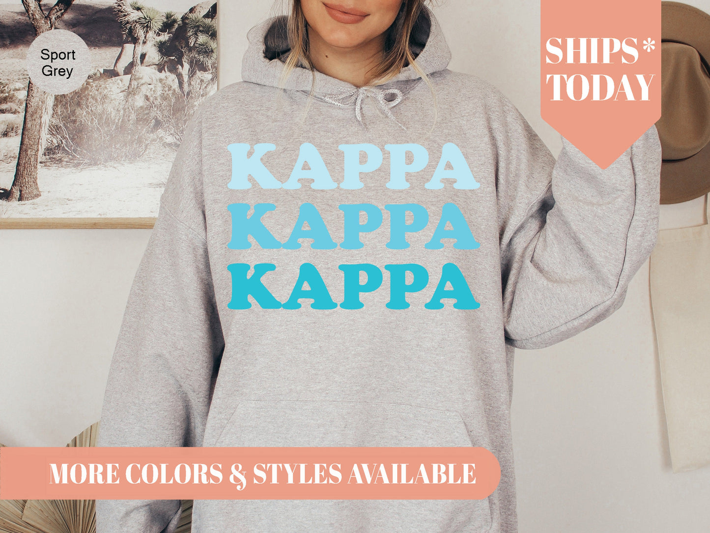 Kappa Kappa Gamma Touch of Blue Sorority Hoodie _ 2594g