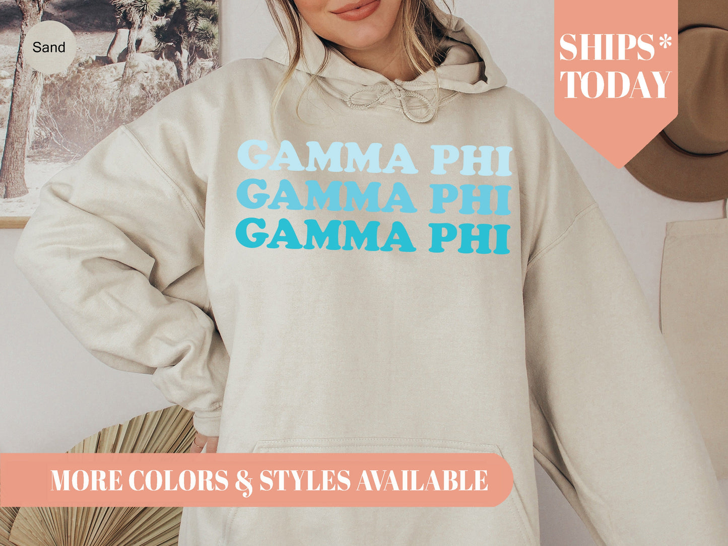 Gamma Phi Touch of Blue Sorority Hoodie _ 2591g