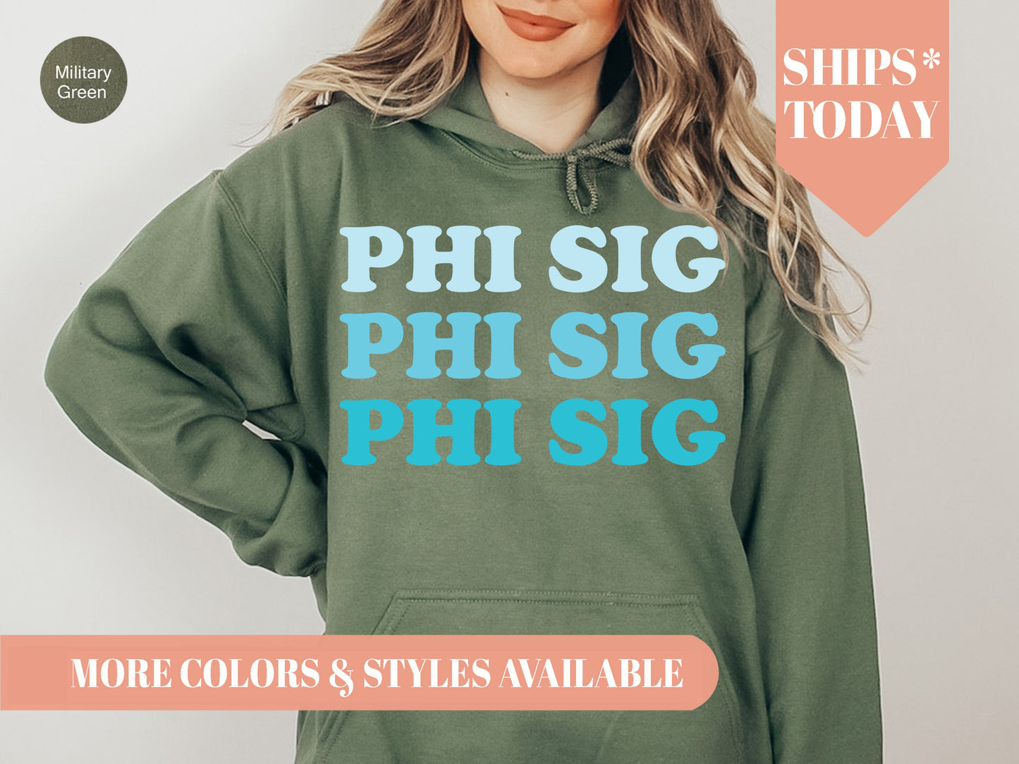 Phi Sigma Sigma Touch of Blue Sorority Hoodie _ 2596g