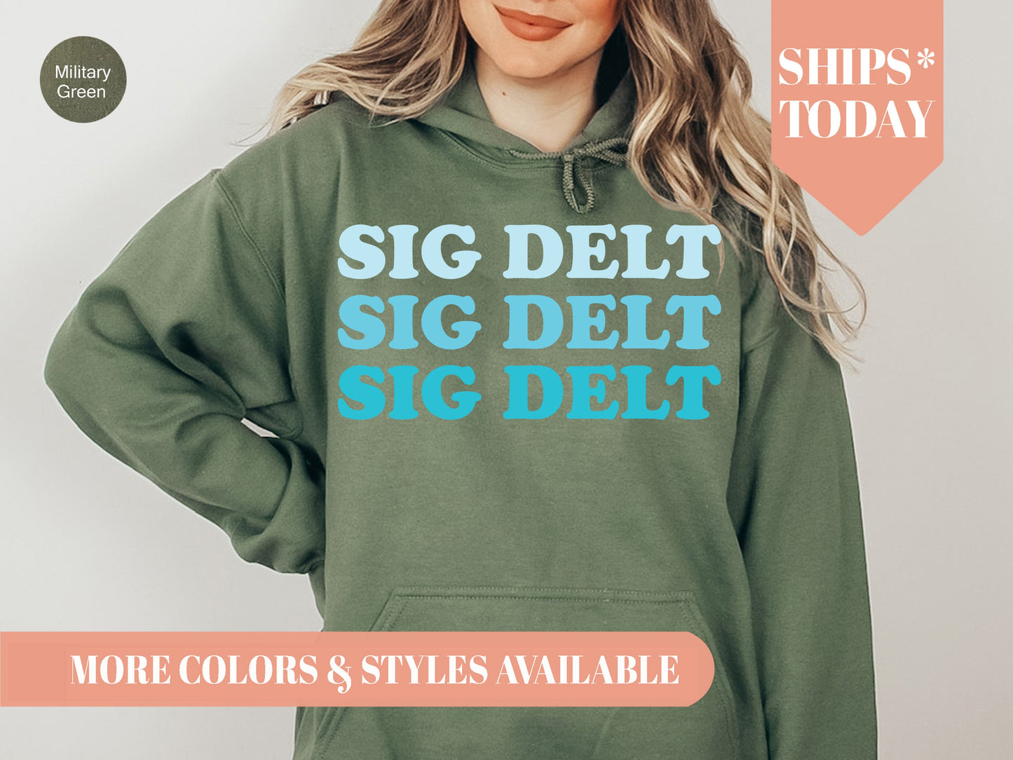 Sigma Delta Tau Touch of Blue Sorority Hoodie _ 2598g