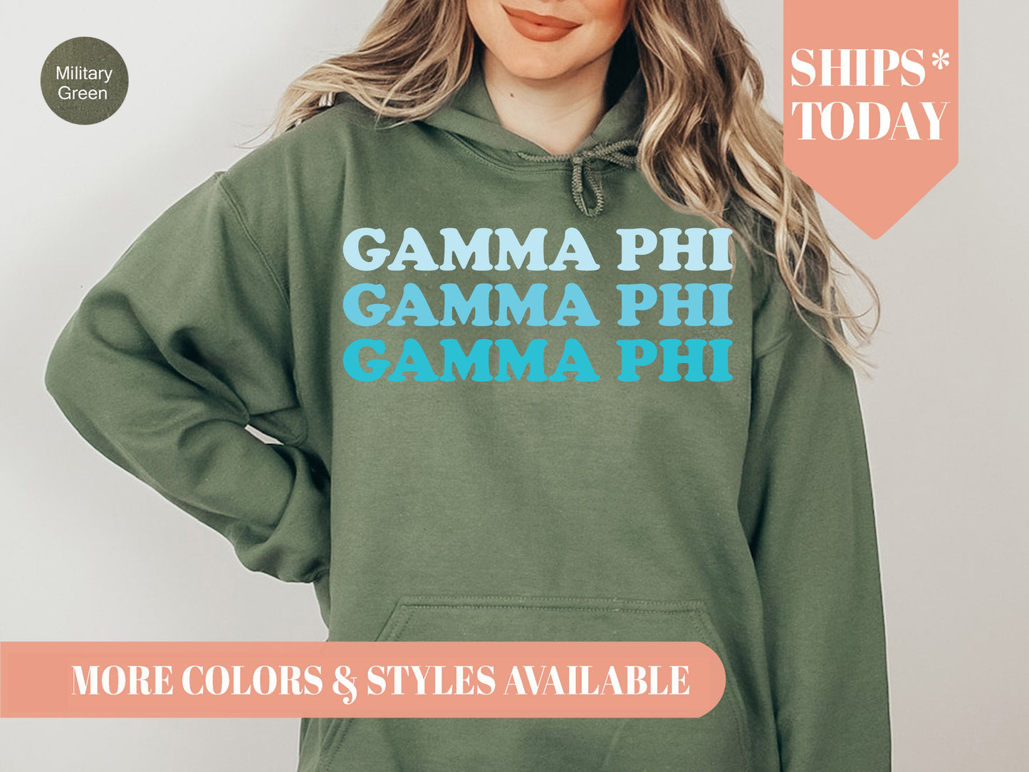 Gamma Phi Touch of Blue Sorority Hoodie _ 2591g